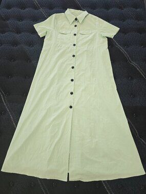 Shein Women's Light Green Short-Sleeve Buttoned Down Maxi Dress Size XL